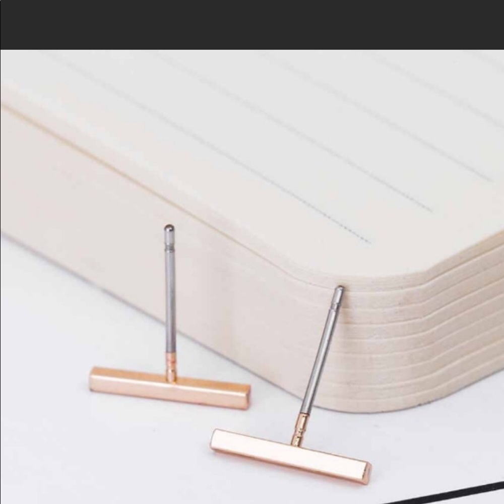 Mini Bar Stud Earrings - Picture 3 of 5